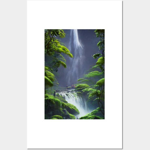 Friends Chilling in Waterfalls in a Forest Wall Art by Trendy-Now